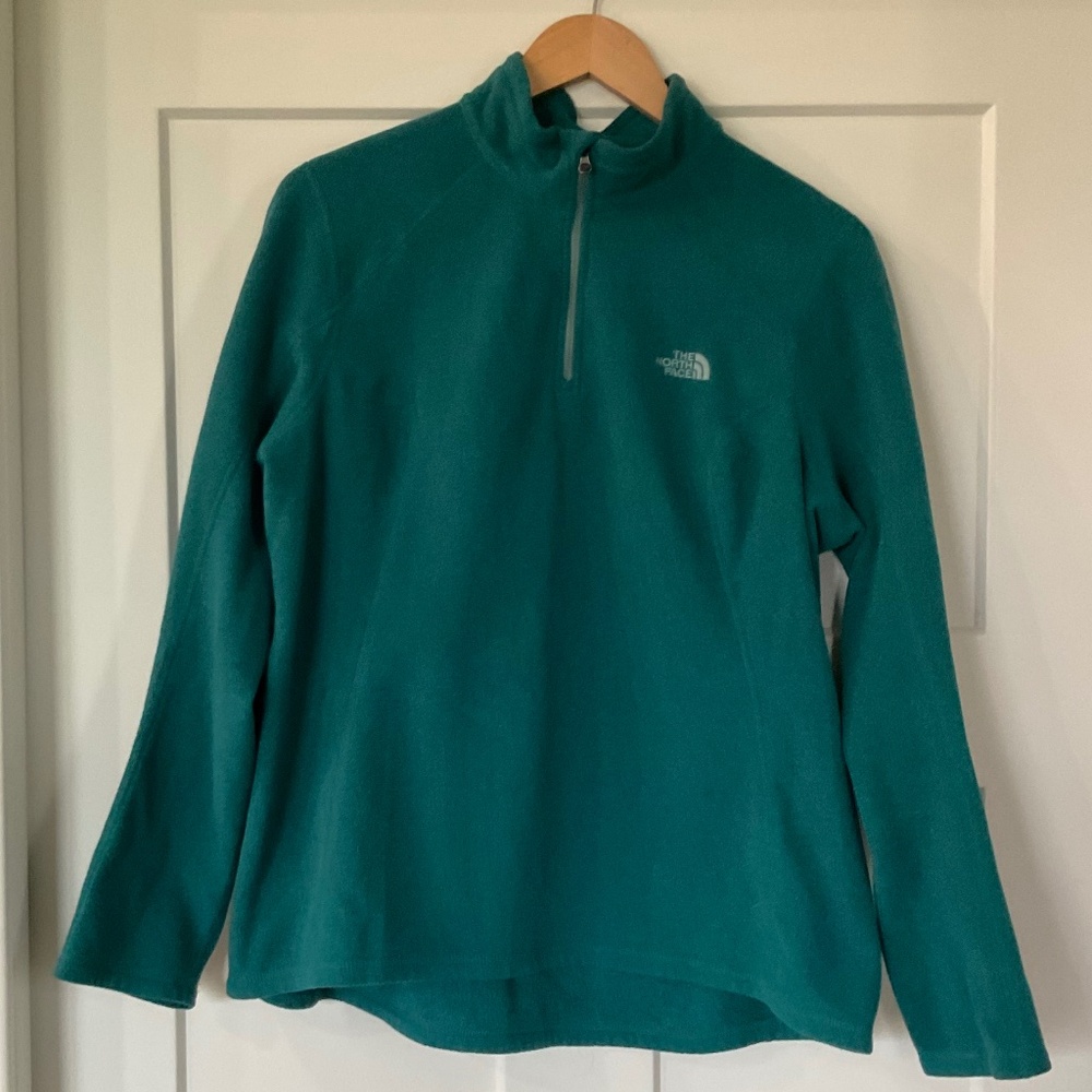 The North Face Green Teal Quarter Zip Fleece Jacket Pullover Polartec Classic